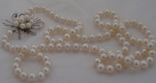 mikimoto pin and pearl necklace 33in long mikimoto pearl necklace 107 