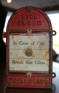   Red Cast Iron Fire Alarm Box Original In Case of Fire Break This Glass