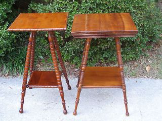   20TH CENTURY HAND CRAFTED CHERRY STICK & BALL LAMP END SIDE TABLES