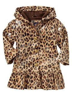 nwt baby gap girls leopard rain jacket