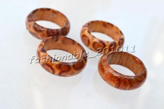 Free Wholesale Lots Jewelry 50pcs Wood Brown Rings 17 19mm