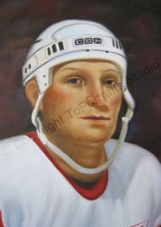 Brett Hull Detroit Red Wings   Original Hockey NHL Oil Painting on 