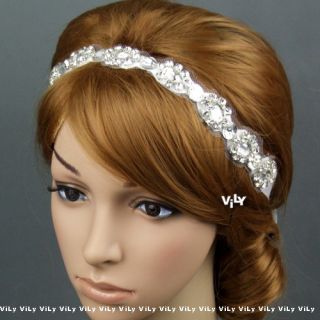   Crystal Bridal Wedding Ribbon Tiara Halo Hair Band Headband