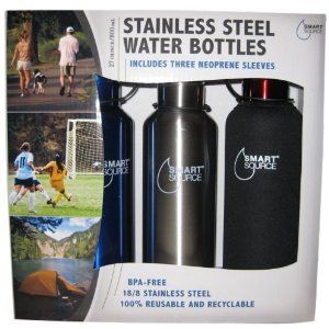  Smart Source Stainless Steel Water Bottles 3pk