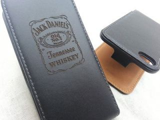  JACK DANIELS Black GENUINE LEATHER flip phone case cover Apple