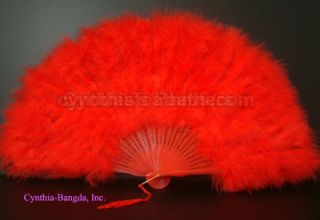28 Leaves Bright Red Marabou Feather Fan A Quality