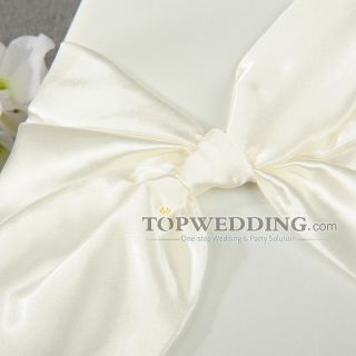 Hot White Satin Elegant Bowknot Wedding Guest Book and Pen Set 