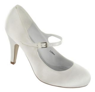   White Satin High Heel Wedding Bridal Shoes Ladies Size 3 8