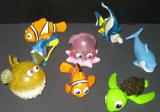 McDonalds Disney Pixar Finding Nemo Lot of 8 Toys Marlin Bloat Gil 