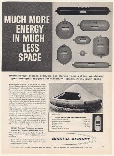 1960 RFD Liferaft Bristol Aerojet Gas Storage Vessels Print Ad