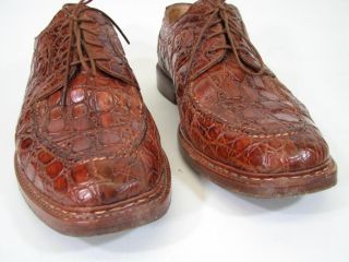BRIONI Crocodile Shoes Medium Brown Mens Sz 10 5 Lace Up Oxfords $7000 