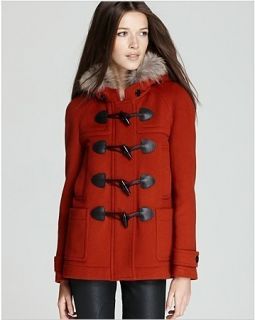 Burberry Brit Yorkdale Duffle Coat with Fur Hood Sz 12 Retail $1295 
