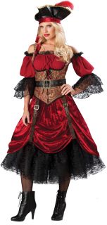 Sexy Pirate Swashbucklin Scarlet Elite Adult Womens Costume Dress Lace 