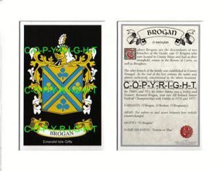 Brogan Heraldic Mounted Coat of Arms Crest History
