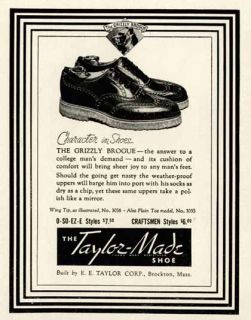 Grizzly Brogue in 1937 Ad for Taylor Made Mens Shoes