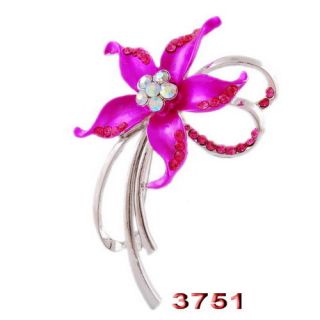 6P Flower Brooches Pins 60 39mm AB Colorful Czech Rhinestone Crystal 