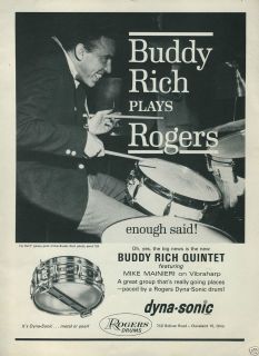 1964 ROGERS Drums Dyna Sonic Buddy Rich Plays Rogers Enough Said Photo 