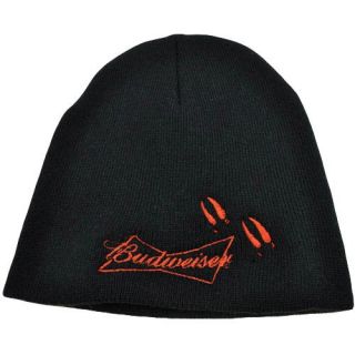 Budweiser Bud Beer King Black Red Cuffless Winter Knit Hat Toque 