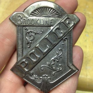 Rare Antique Brookline Massachusetts Radiator police badge State Of 