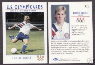 1992 U s Olympic Hopefuls Dario Brose Soccer Card 65