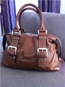 Michael Kors Brookville Bowling Satchel Handbag Leather Brown Luggage 