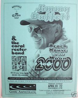 Jimmy Buffett 2000 Beach House on Moon Concert Poster