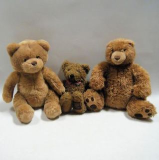 Lot of 3 Brown Teddy Bears Aeropostale Giorgio Gund Plush Stuffed Bear 