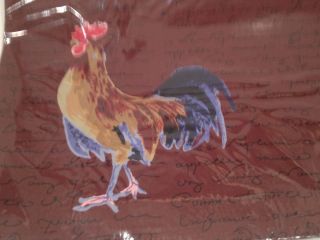 WILLIAMS SONOMA STYLE PLACEMATS SET OF 4 BROWN ROOSTER THEME