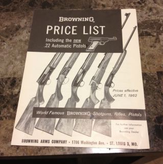 Browning Arms Company 1962 Price List 
