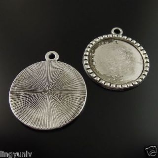 Antique Style Silver Tone Alloy Round Cameo Setting / Tray 25MM 