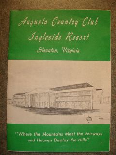 Old Vtg Antique Augusta Country Club Ingleside Resort Score Card 