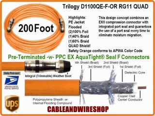 RG11 Satellite Coax Coaxial Cable TV 200 ft Feet Foot UG Burial 