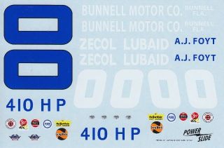 00 AJ Foyt 64 Ford Galaxie Lubaid Bunnell Motor Decals