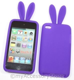 iPod Touch 4 4th GEN Purple Bunny Rabbit Rabito Silicone Rubber Skin 