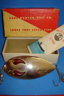 Paul Bunyan Tear Drop Vintage Metal Fishing Lure in Box Spoon Spinning 