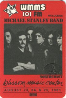 Michael Stanley Band 1981 WMMS Radio Backstage Pass