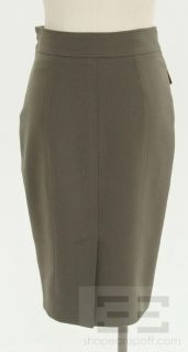 Burberry London Olive Green Pocket Front Pencil Skirt Size 4