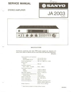 Sanyo Stereo Amplifier JA 2003 Service Manual