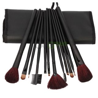 12 Pcs Professional Makeup Cosmetic Brush Set Kit Black Pouch Bag Case 
