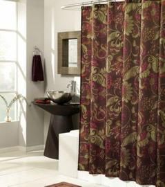   Lorelei Fabric Shower Curtain 70x72 Floral Burgundy Gold