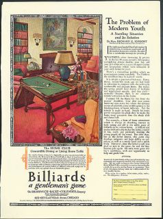 The Problem of Youth Brunswick Balke Collender Billiards ad 1926