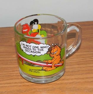  1980 McDonalds Garfield Coffee Mug Glass