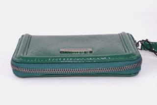 Burberry Burnham Green Nova Check Leather Zip Around Coin Purse Wallet 
