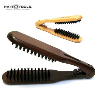   Hair Straightener Strong Hold Wooden Straightening Double Brush