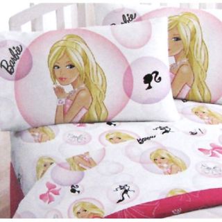 nEw 3pc BARBIE Cameo Bubbles TWIN Single BED SHEET SET   Pink Bows 