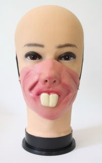 New Half Face Buck Teeth Funny Mask Soft Latex Halloween Cosplay 