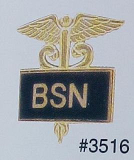 New BSN Nurse Nursing Emblem Inlaid Lapel Pin 3516B