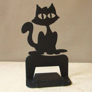Black Kitty Cat Business Card Desk Display Holder Stand