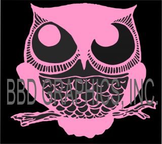 Sleepy Howl Owl Bubblegum Pink Vinyl Car Window Sticker Bumper 