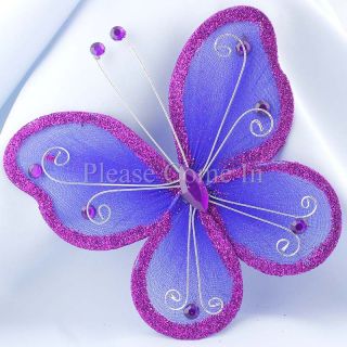 30 Violet Nylon Butterfly Wedding Decorations 11cm